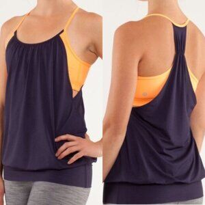 Lululemon No Limits Athletic Tank Top sz 4 Purple/Orange Built In Sports Bra🧡💜